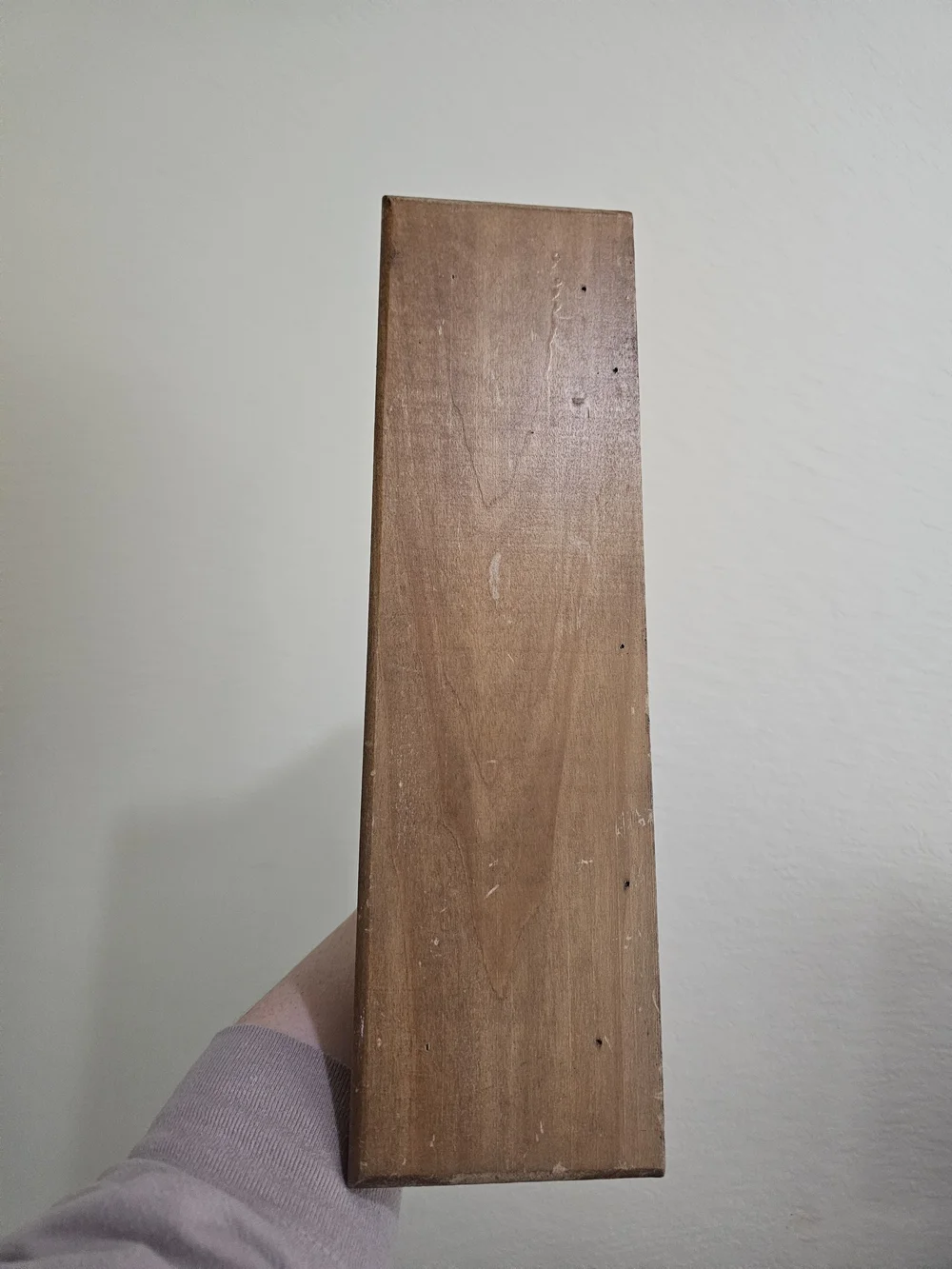 Two-Tone Brown Wall Shelf with Three Hooks - Unbranded